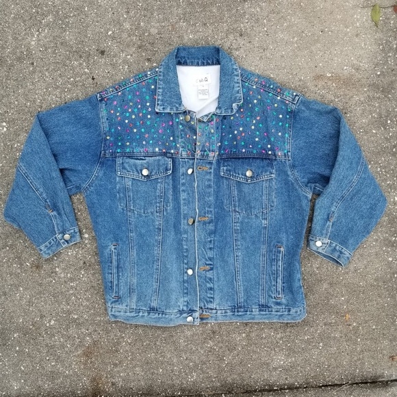 Club Q Rainbow Sequin Denim Jacket - Picture 3 of 4
